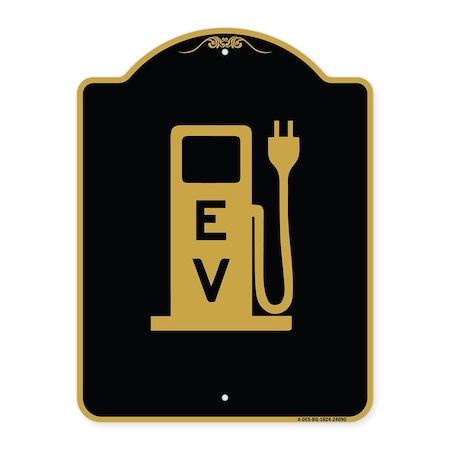 Signmission Ev Electric Vehicle Charging Station, Black & Gold Aluminum Sign, 18" x 24", BG-1824-24090 A-DES-BG-1824-24090